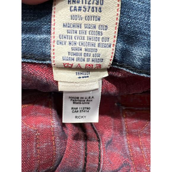 True Religion Mens Ricky Distressed Straight Flap Jeans Size 38 - Picture 10 of 12